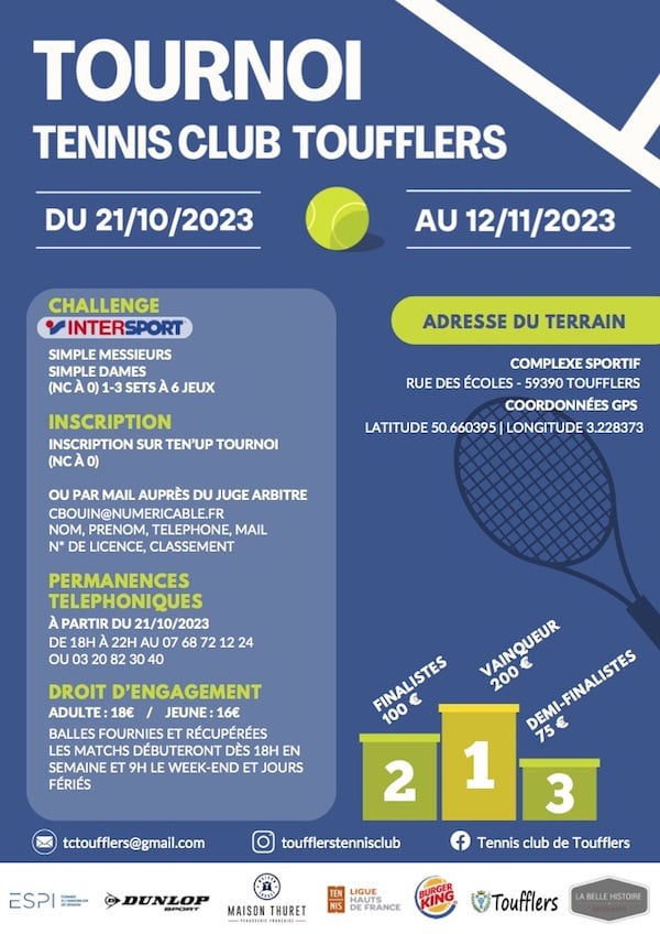 Tennis club Toufflers - Tournois