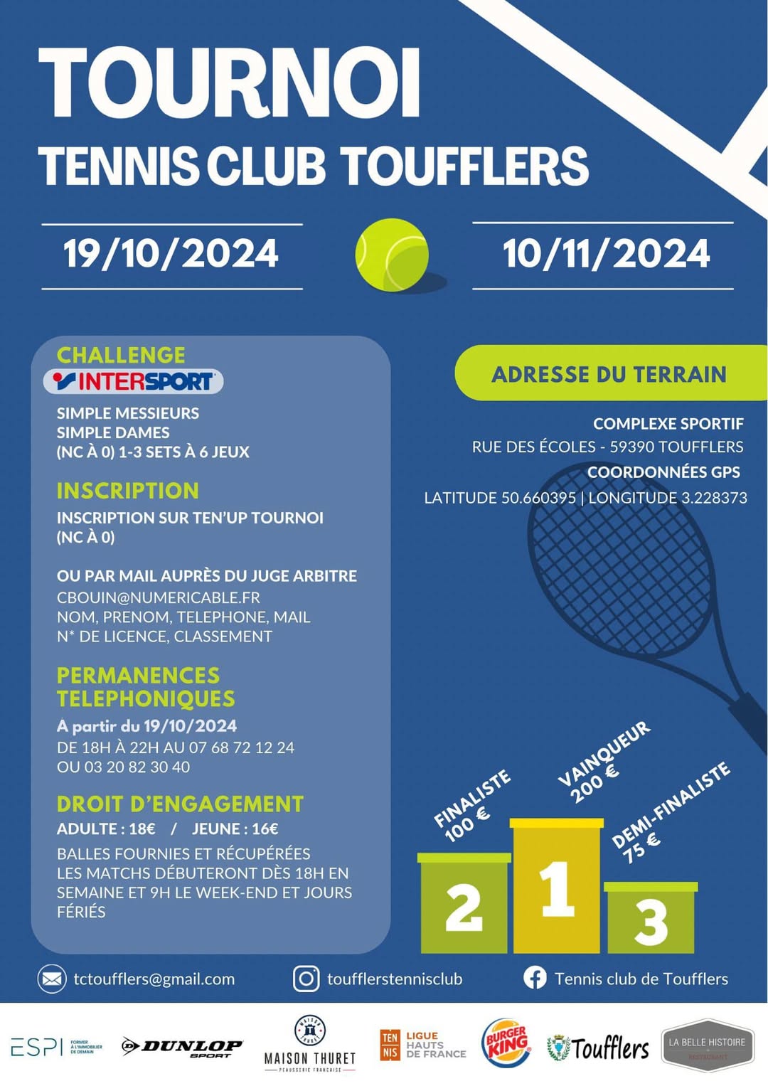 Tennis club Toufflers - Tournois